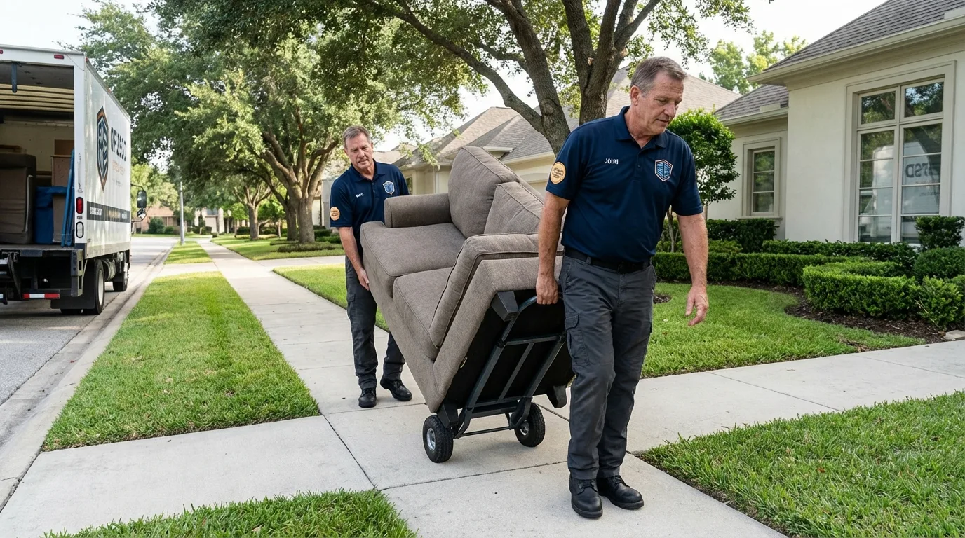 Local residential moving crew loading furniture in Westlake Village, CA