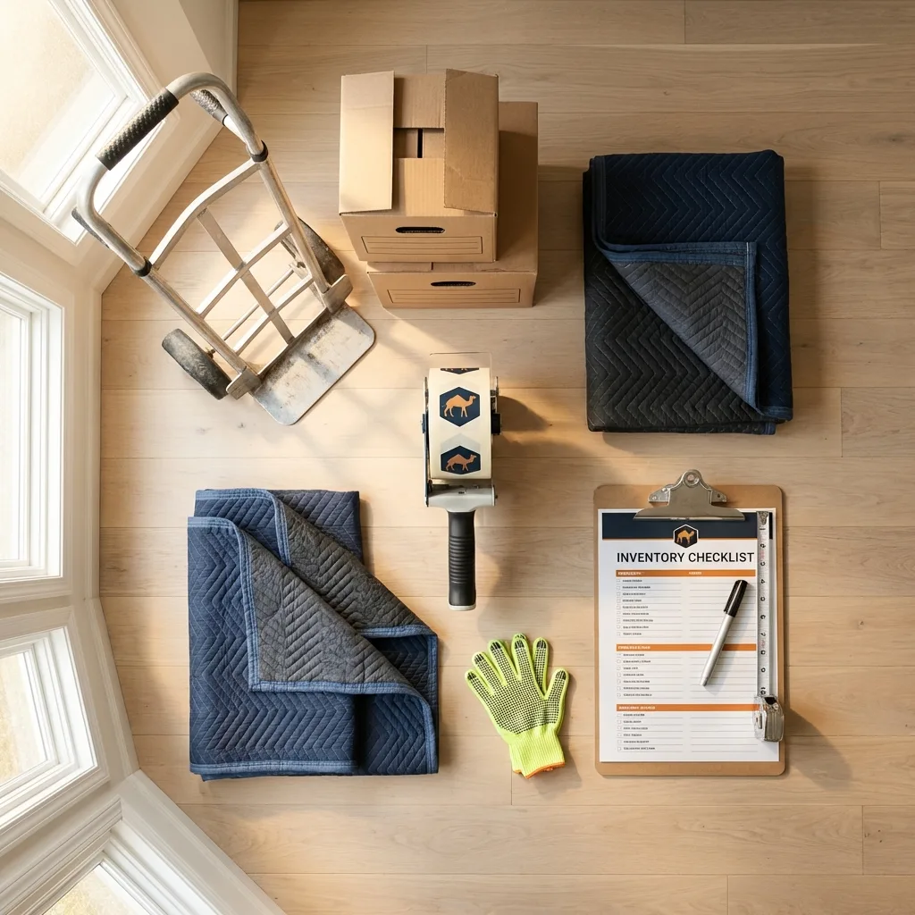 Professional moving supplies and packing materials layout for Westlake Village residential relocations